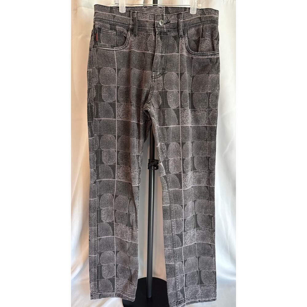 Pleasures “Fingerprint” All-Over Print Jeans – Black/Purple | Size 30